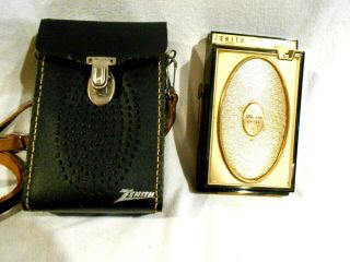 Vintage Zenith Deluxe Royal 500 Transistor Radio 500h - 1 W/leather Case & Ear Phn