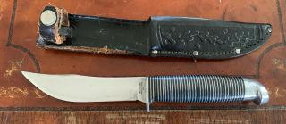 Vintage Western Boulder Colo.  USA Black Beauty F66 Hunting Knife W/Sheath 2