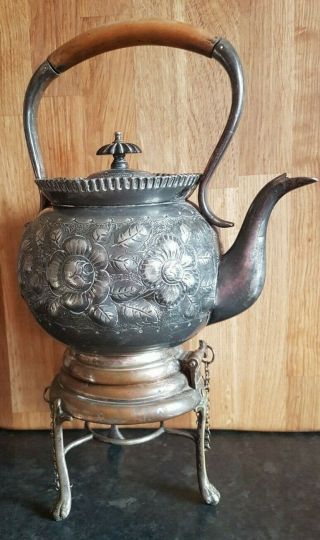 Deykin & Harrison Bham Victorian Silver Plate Spirit Kettle Teapot & Tilt Stand