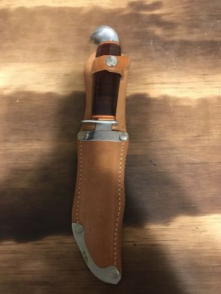 Antique Collectible Single Fixed Blade Hunting Knife Made In Finland With Sheath