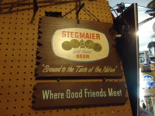 Extremely Rare Antique Vintage Stegmaier Wood Bar Beer Sign Fantastic Man Cave