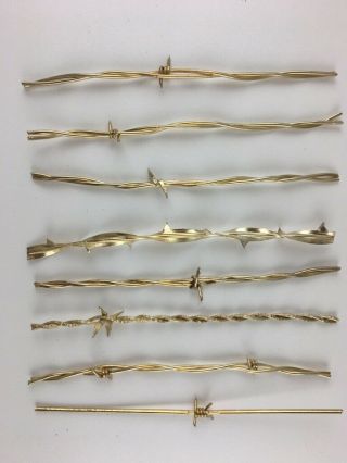 8 Vintage Texas Purties 24k Gold Plated Barbed Wire Swizzle Stix Neiman - Marcus