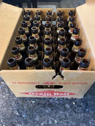 Vintage 1960’s Grain Belt Beer Case With Empty 35 7 Oz Bottles Heavy Duty Box MN 3