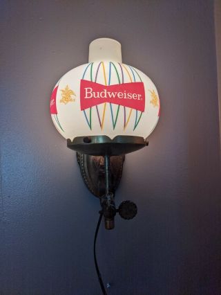 Budweiser Beer Globe Sconce Bar Lamp Sign Light Glass Brass