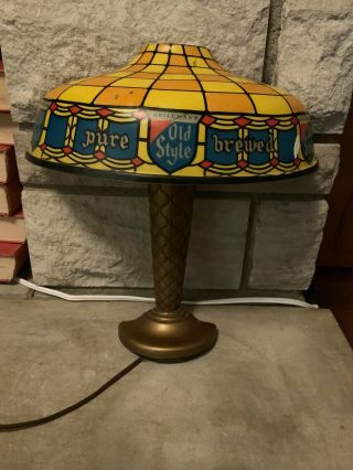 Vintage 1968 Old Style Beer Light Up Tiffany Lamp Sign