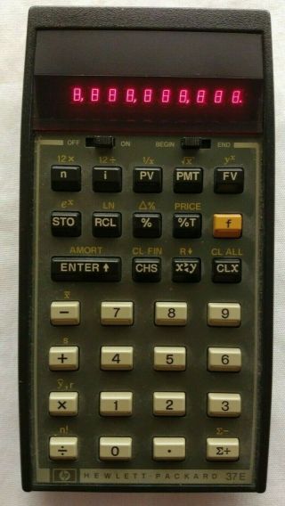 Vintage Hp Hewlett Packard 37e Calculator No Ac Adapter,  Case Or Battery