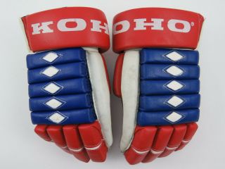 Vintage Leather Koho Montreal Canadiens Nhl Pro Stock Hockey Player Gloves 14 "