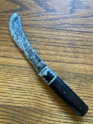 Antique Beaver Falls Cutlery Co.  Skinning Knife Wood Handle Pewter Bolster