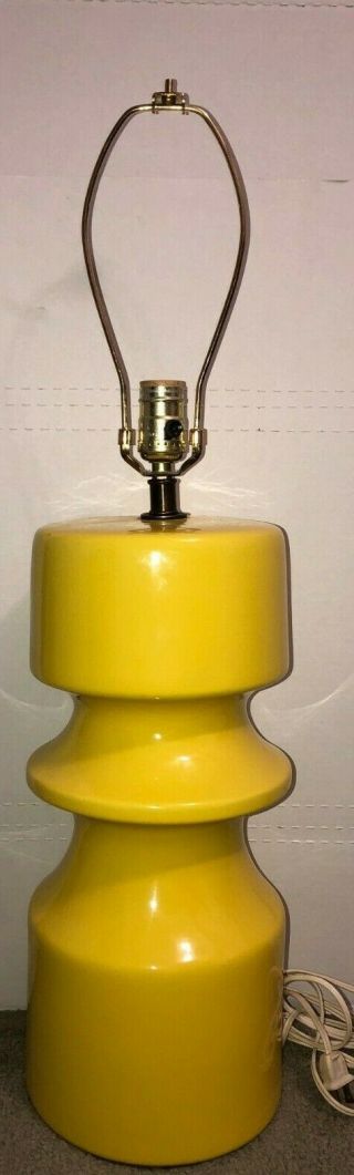 Vintage Modern Space Age Ceramic Yellow Lamp Lawrence Peabody ? 22 Inches