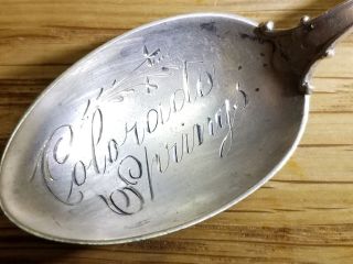 Vintage Early 1900s Colorado Springs Co Sterling Silver Souvenir Spoon X586c