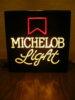 Vintage " Michelob Light " Advertising Lighted Bar Sign 18 " X 18 " -