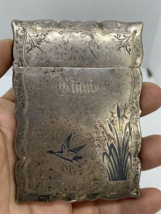 Antique Victorian Whiting Mfg Co.  Sterling Silver Card Case Engraved