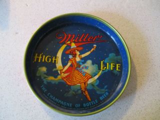 Miller High Life,  Girl On Moon,  Champagne Of Bottle Beer,  12 " Dia,  1.  5 Deep,  Vg
