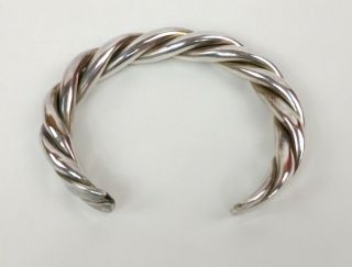 Vintage Taxco Mexico Modernist Sterling Silver 925 Cuff Spiral Twist Bracelet