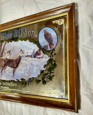 1991 PABST BLUE RIBBON BEER White Tailed Deer WILDLIFE Hunting MIRROR Sign Hawk 2