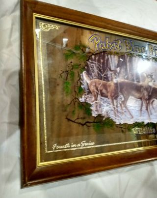 1991 PABST BLUE RIBBON BEER White Tailed Deer WILDLIFE Hunting MIRROR Sign Hawk 3