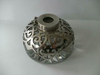 Hallmarked Silver & Glass Inkwell London 1902 For Repair Scrap