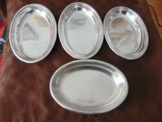 Vintage Set Of 4 Mappin & Webb Silver Plated Heavy Oval Open Serving Dishes