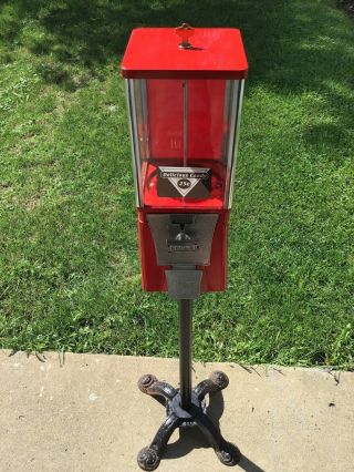 Vintage Eagle Candy,  Gum Machines On Vintage Cast Iron Stand Includes Key