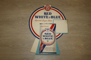 Vintage Red White & Blue Rwb Pabst Beer Can Advertising Stand Up Cardboard Sign