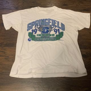 Vintage 1991 Springfield Indians Ahl Calder Cup Champions T - Shirt Sz Large/xl