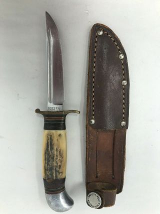 Vintage Rostfri P Holmberg Eskilstuna Fixed Blade Knife W/original Sheath 3 1/2
