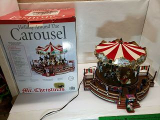 Vintage Mr.  Christmas Holiday Around The Carousel Musical Box.