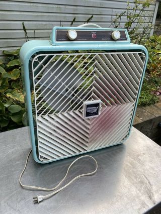 Vtg Country Aire Box Fan Swag Mid Century Ge Portable Window Teal 1960s