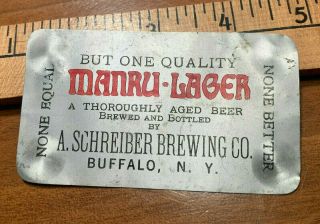 Metal 1913 Pocket Calendar Manru Lager Beer Schreiber Brewing Co Buffalo Ny Old