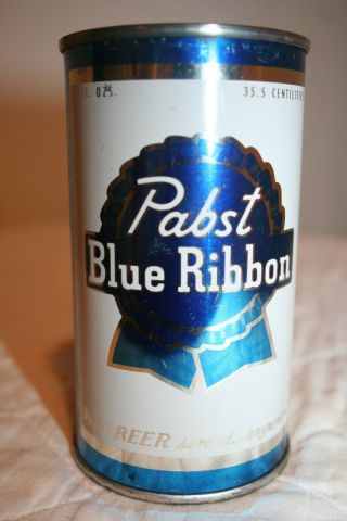 Pabst Blue Ribbon Beer 12 oz.  1950 ' s flat top from Peoria Heights,  Illinois 3