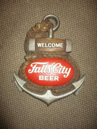 1974 Falls City Beer Advertising Store Display Sign 3 - D Anchor Nautical