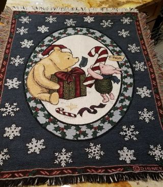 Disney Winnie The Pooh Christmas Tapestry Throw By Goodwin Weavers