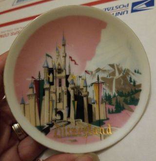Vintage 4 " Disneyland Collector Plate Walt Disney Productions Castle