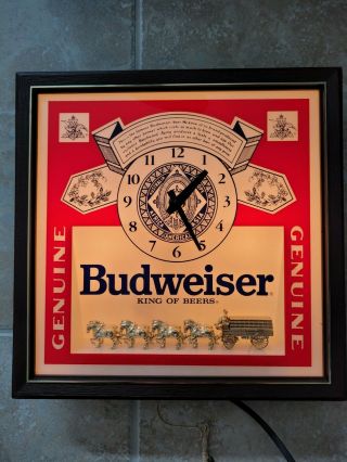 Budweiser Vintage Pull Chain Lighted Clock with Clydesdales 2