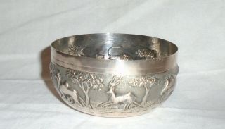 Late 19th/early 20th Century Indian Silver Bowl Decorated With Wild Animals