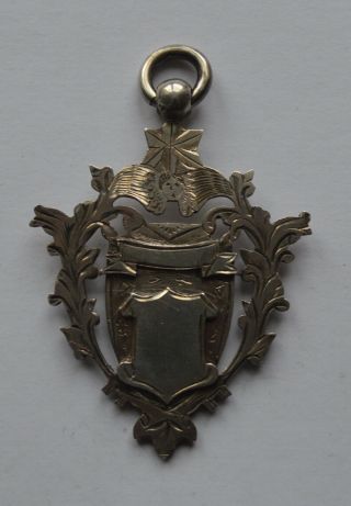 19th Century Antique Large Sterling Silver Fob Medal Birmingham Hallmark