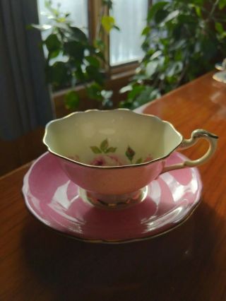 Vtg Paragon Mary & Queen Large Cabbage Rose Teacup And Saucer