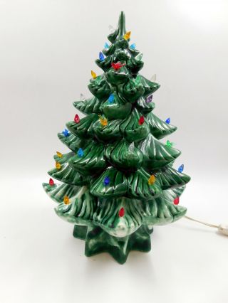 Vintage Green 15 1/2 " Ceramic Lighted Christmas Tree