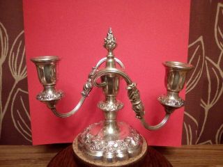 Vintage Silver Plated On Copper Two Branch Candelabra S.  Ld 1958