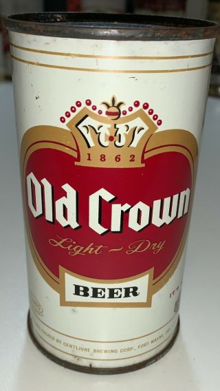 Old Crown Flat Top Beer Can 12 Oz Centlivre Brewing Co Fort Wayne Indiana B/o
