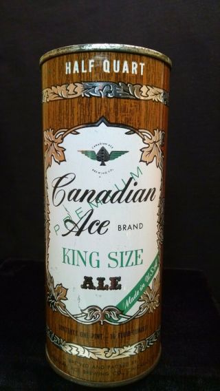 Canadian Ace Brand Premium Ale King Size Half Quart - Late 1950 