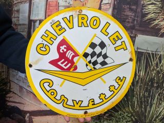Old Vintage Dated 1961 Chevrolet Parts Porcelain Enamel Dealership Sign Chevy Gm