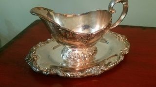 Reed And Barton1673 King Frances Silverplate Gravy Boat With Undertray