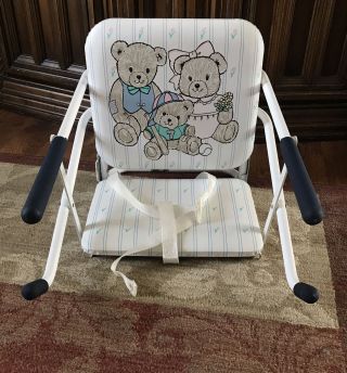Graco Tot Loc Vintage Clip On Table Top High Chair Portable Teddy Bears Stripes
