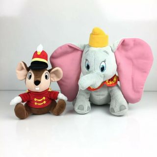 Walt Disney Dumbo Elephant 14 " Plush Stuffed And Timothy Mouse Plush Stuffed 8 "