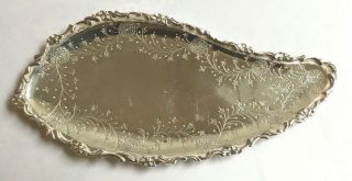 Hand Made Etched Engraved Sterling Silver Floral Plate Trinket Dish