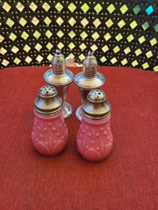 Sterling Silver Duchin Creation Weighted Salt Pepper Shakers Glass - Pre Owned