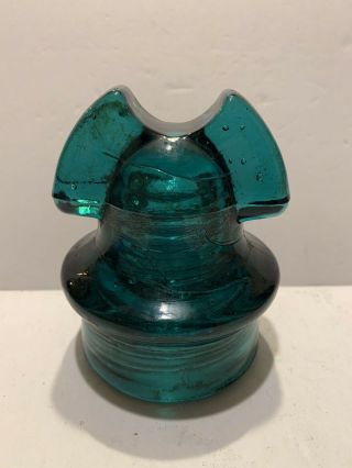 Vintage “cable” Roman Helmet Style Cd - 259 Teal Glass Insulator