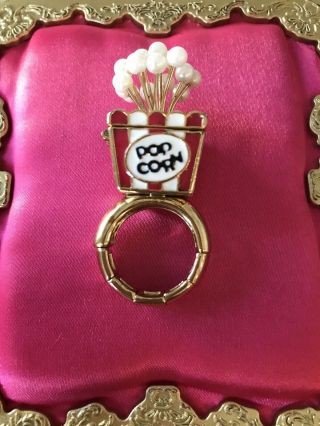 Betsey Johnson Vintage A Day At The Zoo Popcorn Bin Box Engagement Stretch Ring