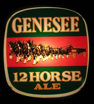 Vintage Genesee Beer 12 Horse Ale Lighted Bar Sign Man Cave Décor